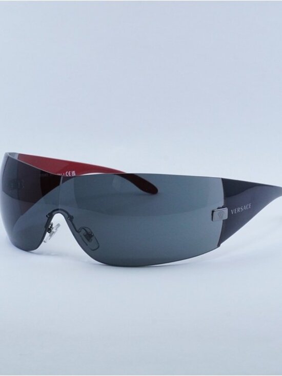 Versace VE2054 100187 Sunglasses Gunmetal Shield Frame, Dark Grey Lenses main image 11